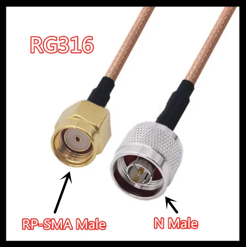 

RG316 Cable N Male to RP-SMA Male connector Coaxial Pigtail Jumper SMA to N Low Loss Cable