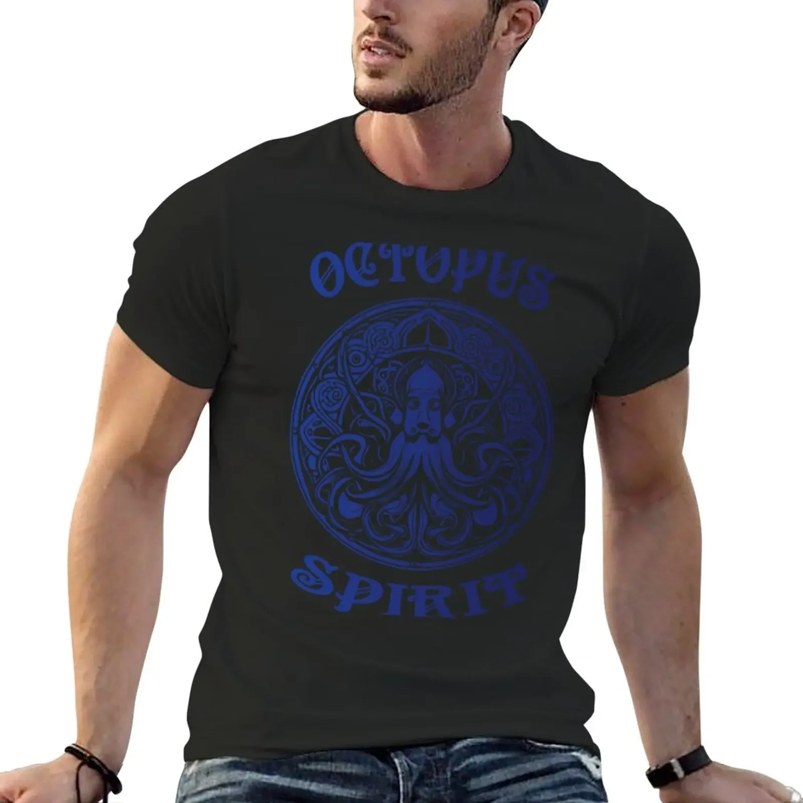 Новая футболка Octopus Spirit-Blue 1 одежда в стиле хиппи с аниме винтажная набор мужских