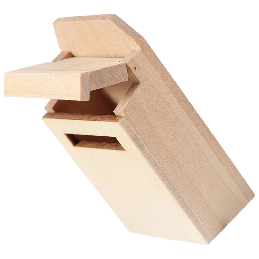 

Mini Blank Mailbox Model Miniature Wood Mailbox House Wood DIY Mini Mailbox