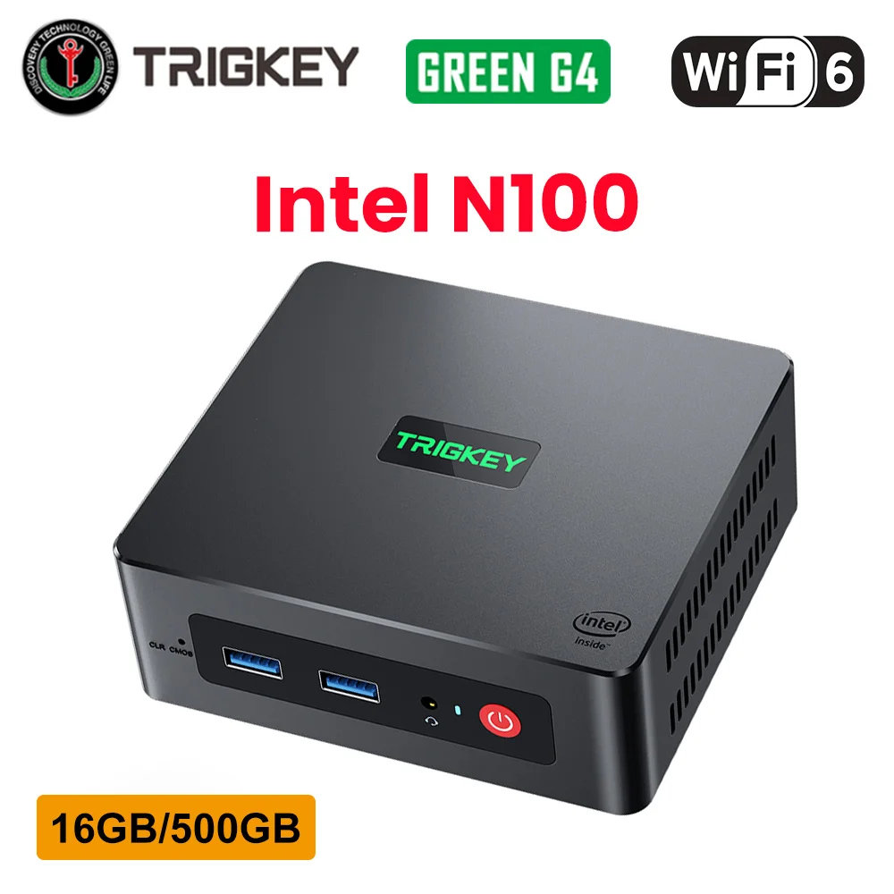 TRIGKEY Green G4 Mini PC Win11 Intel 11-го поколения N100 с 16 ГБ DDR4 500 SSD 1000M LAN Wifi6 BT4.2 4K 60 Гц
