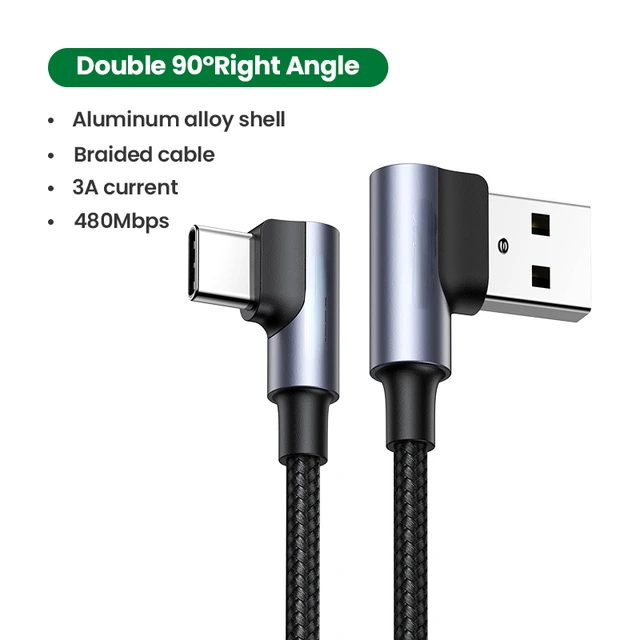 

Original for Xiaomi S20 S21 Fast Charging USB C Cable 90 Degree Angle QC 3.0 Gaming Cable USB Type C USB Type C Cable