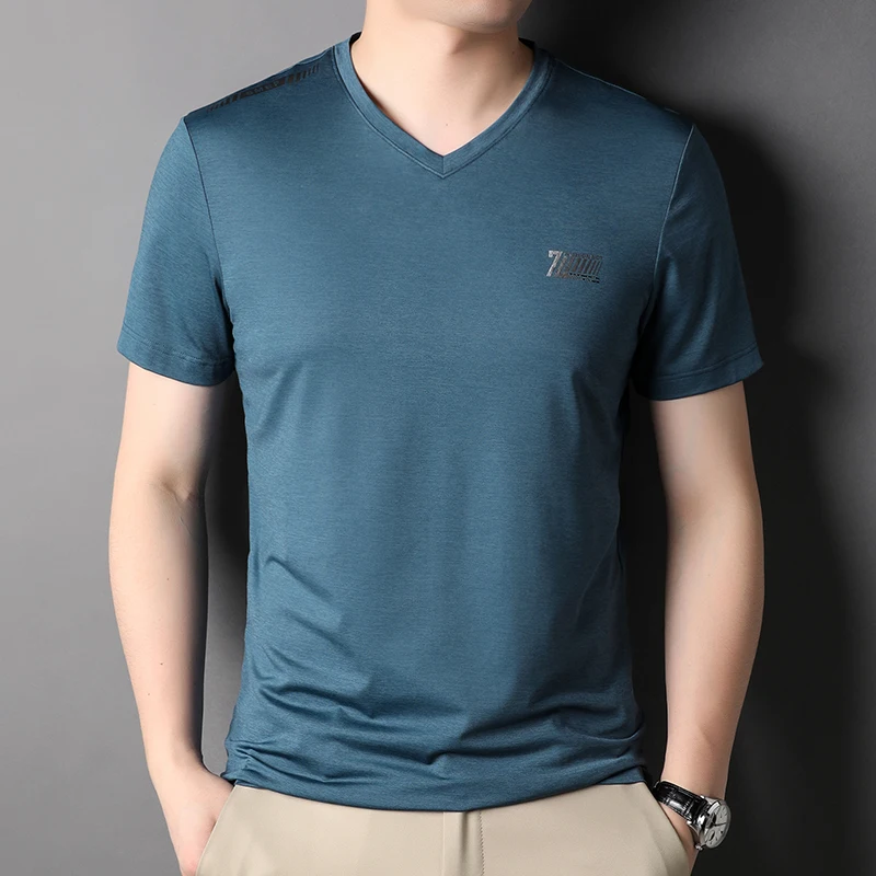 

Брендовая однотонная мужская одежда с коротким рукавом 2022 Высококачественная хлопковая футболка Топы с V-образным вырезом модный дизайнерский роскошный летний вариант