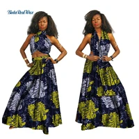 bazin riche african scarf tops and skirt sets for women african print dashiki traditional 2 piece skirt sets clothing wy2673