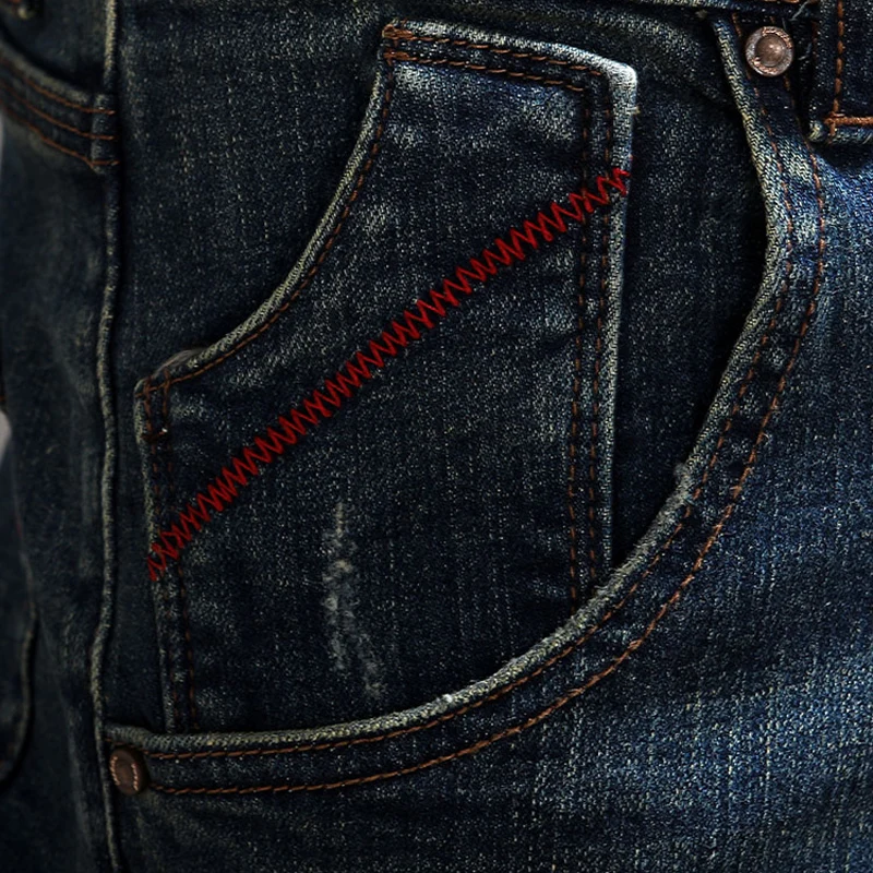 Italian Style Fashion Men Jeans Retro Blue Elastic Slim Fit Ripped Jeans Men Trousers Vintage Designer Casual Denim Pants Hombre