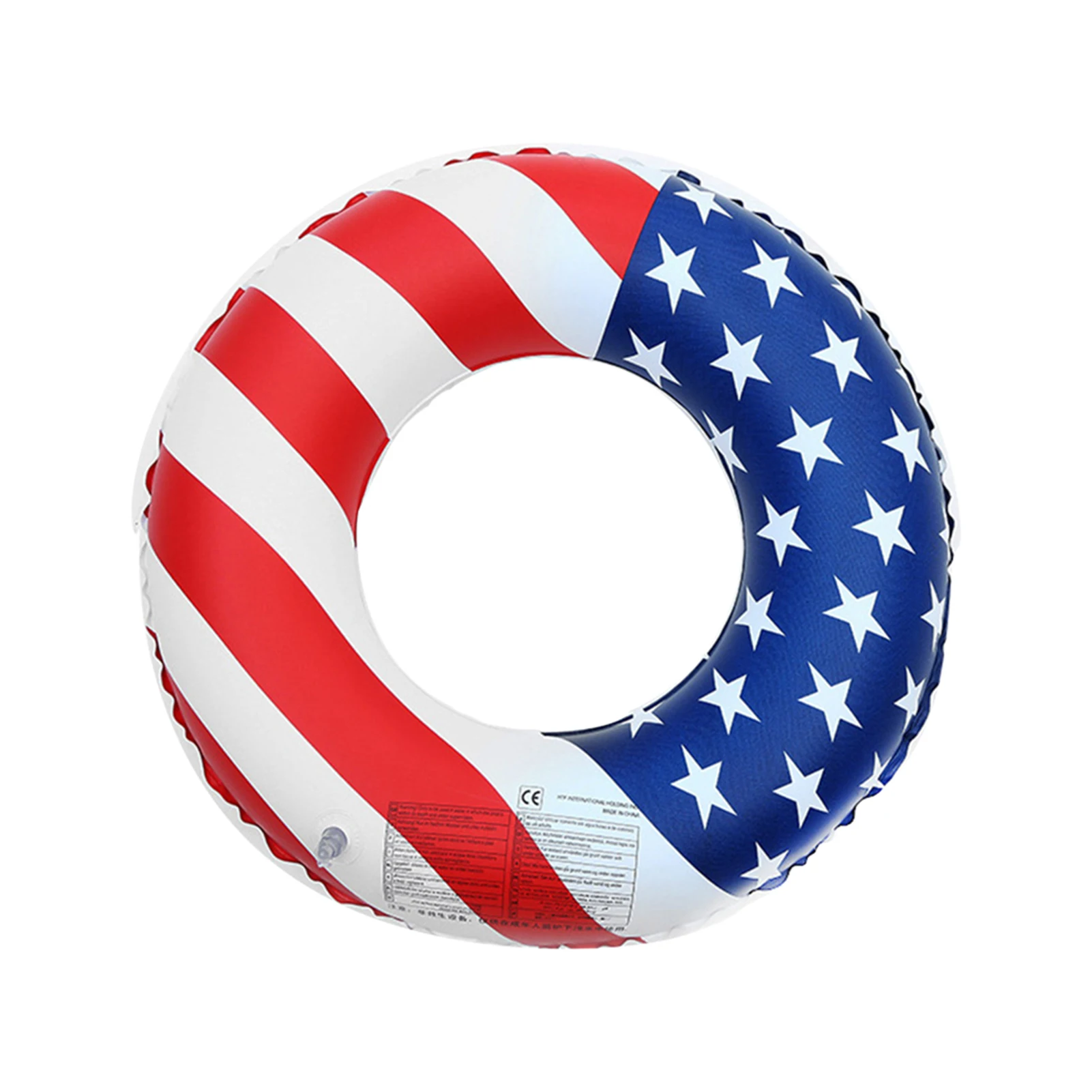 

Inflatable Float Party Toy American Flag Leakproof Swimming Ring Thickened Circle Pool Water Sports Round Children With Handle