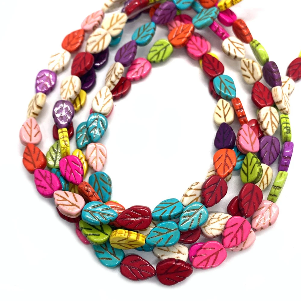 

Colored Turquoise Beads for Jewelry Making Leaves Shape Loose Spaced Beads Necklace Bracelet Fashion Women Charms Accessories