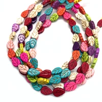 colored turquoise beads for jewelry making leaves shape loose spaced beads necklace bracelet fashion women charms accessories