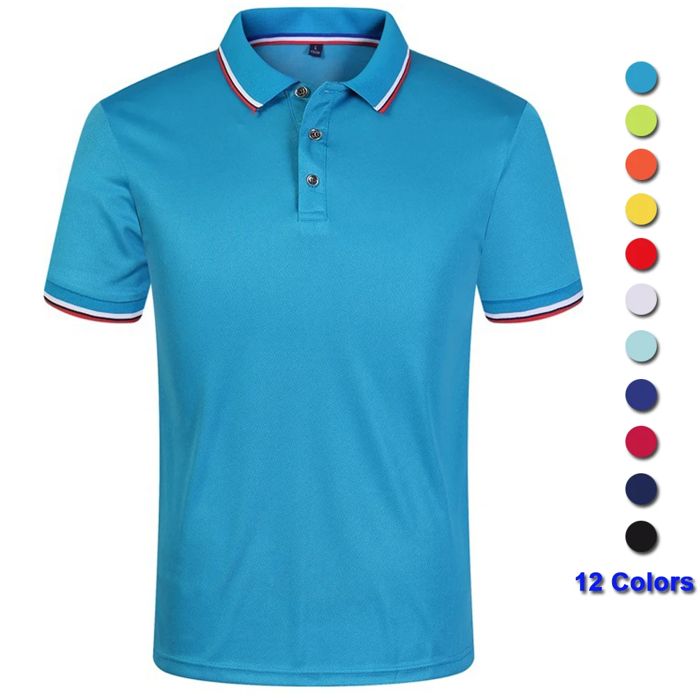 

New 2023 Polo Shirts Men Summer Short Sleeve T Shirt 3D Breathable Work Wear Solid Color Anti-Pilling Brand Polos Wholesale Tops