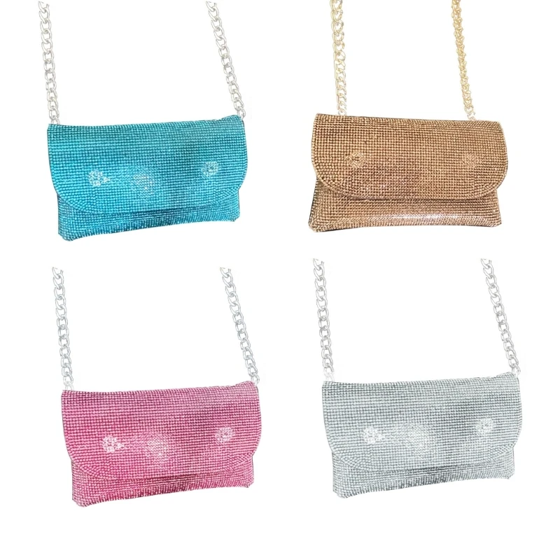 

Women Luxury Rhinestone Shoulder Bag Female Elegant Wedding Party Evening Clutch Purse Shiny Crossbody Bag with Detachable Chain