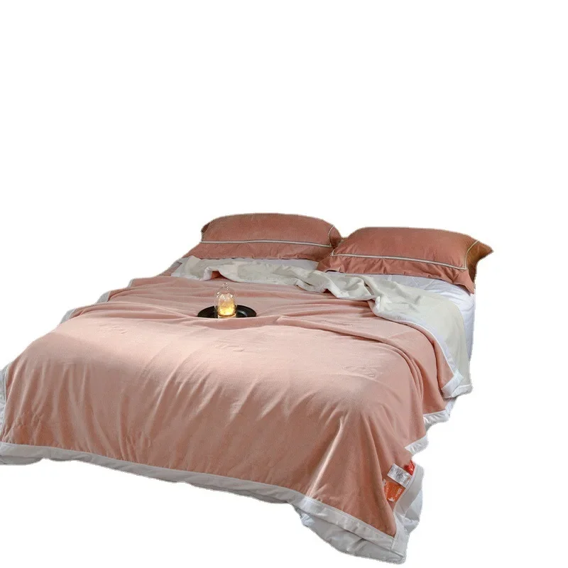 Утолщенное дуплексное фетровое бархатное одеяло без принта коралловое флисовое