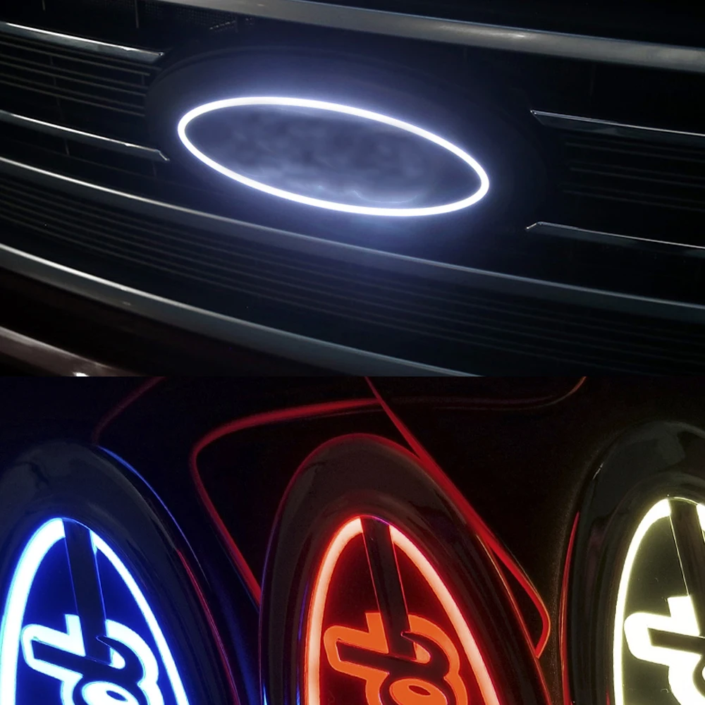 

14.5X5.6cm 5D Logo Light LED DRL Grille Sticker For Ford Mondeo Focus Fusion Explorer Ford LED Insignia Light LED Network Lamp