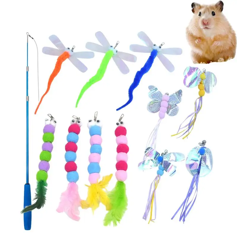 

Игрушки для кошек в помещении, бабочки, гусеница, стрекоза, игрушка для кошек, игрушка для рыбалки на полюсе, Забавный тренажер для игр, игрушка для кролика