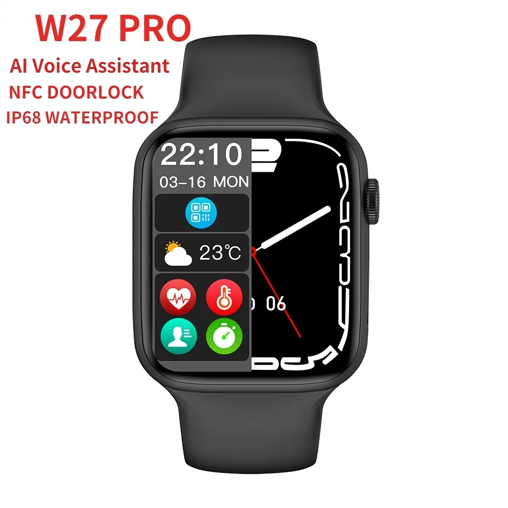 

Смарт-часы W27 PRO, NFC, с голосовым помощником и беспроводной зарядкой