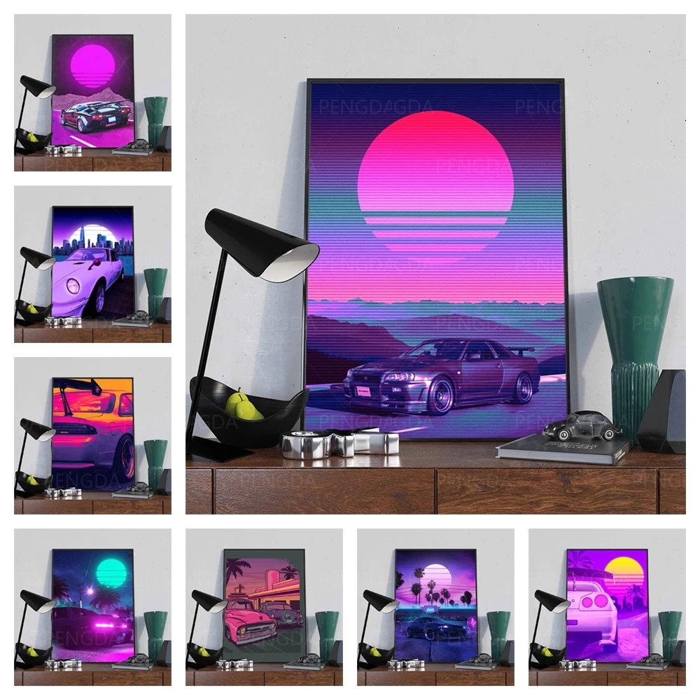 

HD Prints Home Decor Canvas Evening Street Posters Painting Landscape Moon Wall Art Modular Picture No Framework For Living Room