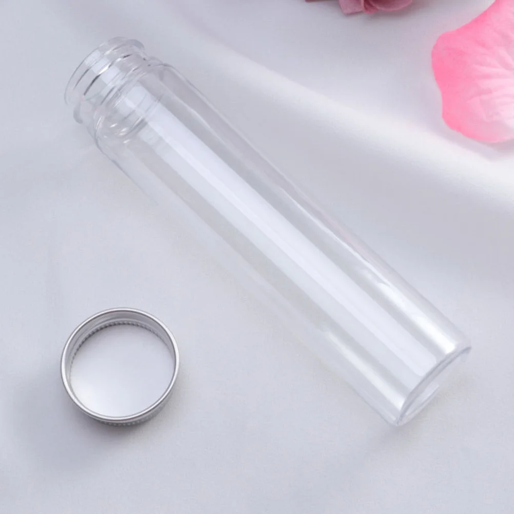 

Flat-bottomed Plastic Clear Test Tubes with Screw Caps Candy Cosmetic Travel Lotion Containers