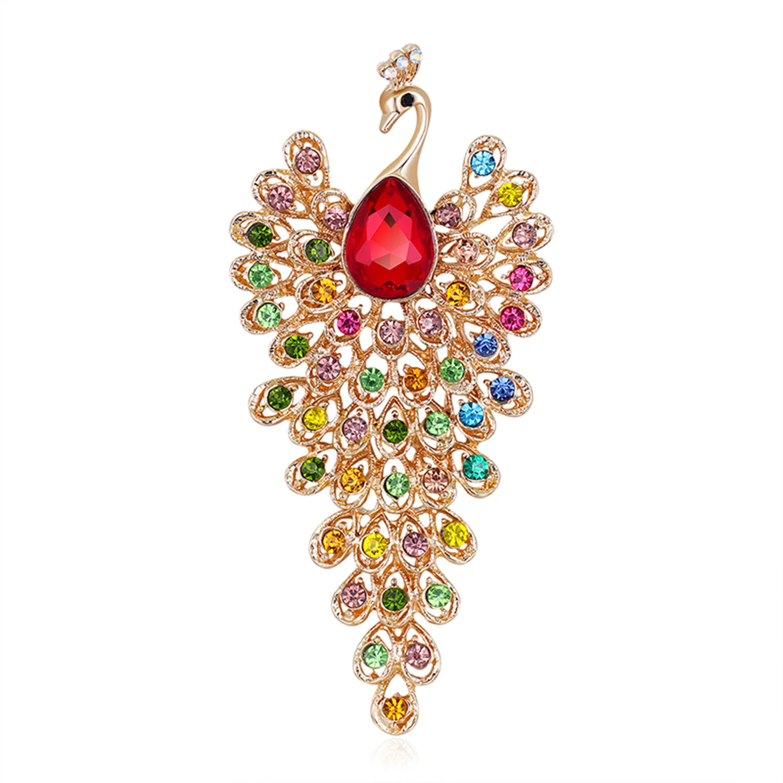 

Brooch Pin Colorful Shiny Bright Crystal Women's Animal Peacock Brooch For Wedding Banquet