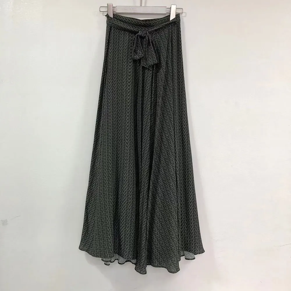 

Letter jacquard women wrap skirt high waist lace-up midi Female skirt fashion wild lady skirt