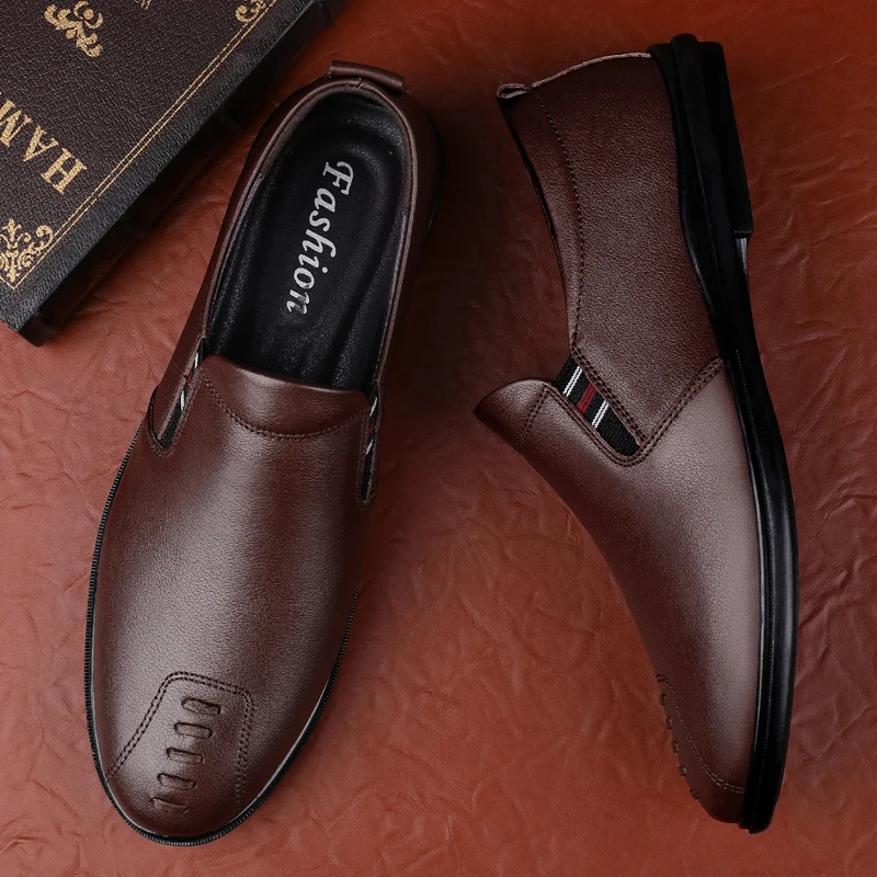 Мокасины мужские из натуральной кожи туфли ручной работы Нескользящие лоферы