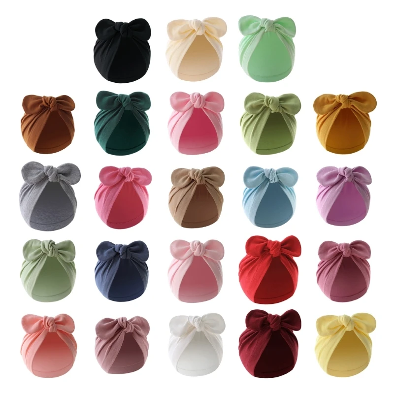 

Головной убор для новорожденных с большим бантом из муслина