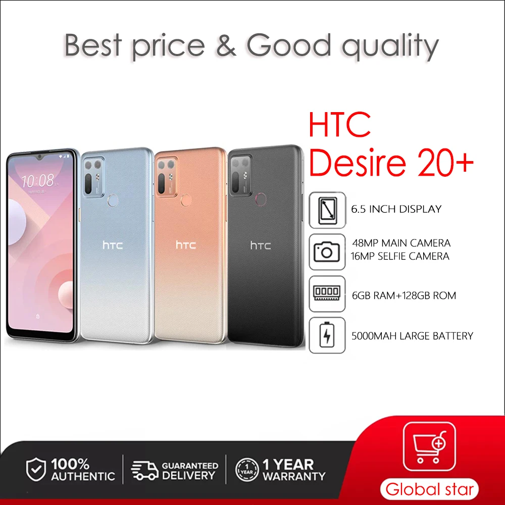 Оригинальный Восстановленный разблокированный мобильный телефон HTC Desire  20 Plus, 6,5 дюйма, 6 ГБ ОЗУ, 128 Гб ПЗУ, Восьмиядерный, мобильный телефон  с камерой 48 МП | AliExpress