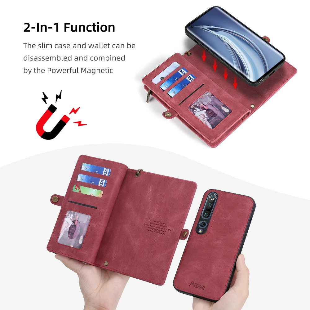 wallet shoulder bag phone case for xiaomi 9 10 10pro 11 12 12pro 5g redmi 8 9 10 note8 note9 note10 note11 poco m3 m4 x3 pro nfc free global shipping