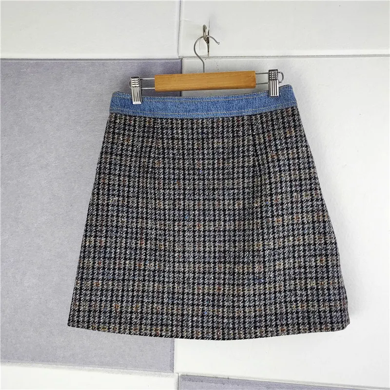 

New Arrival Women Skirts SANDR Fashion Plaid Skirt Patchwork Color Contrast Skirt Casual Retro Vintage Skirts for Women Girls