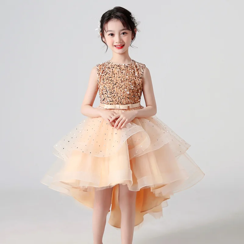 

Kids Sequined Flower Girl Dresses for Weddings Princess Ceremony Party Pageant Dress Children School Graduation Clothing