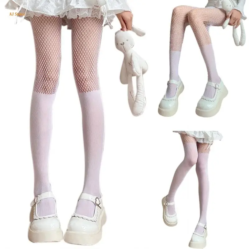 

Women Faux Knee High Socks Patchwork Tights Basic Bottoming Fishnet Pantyhose