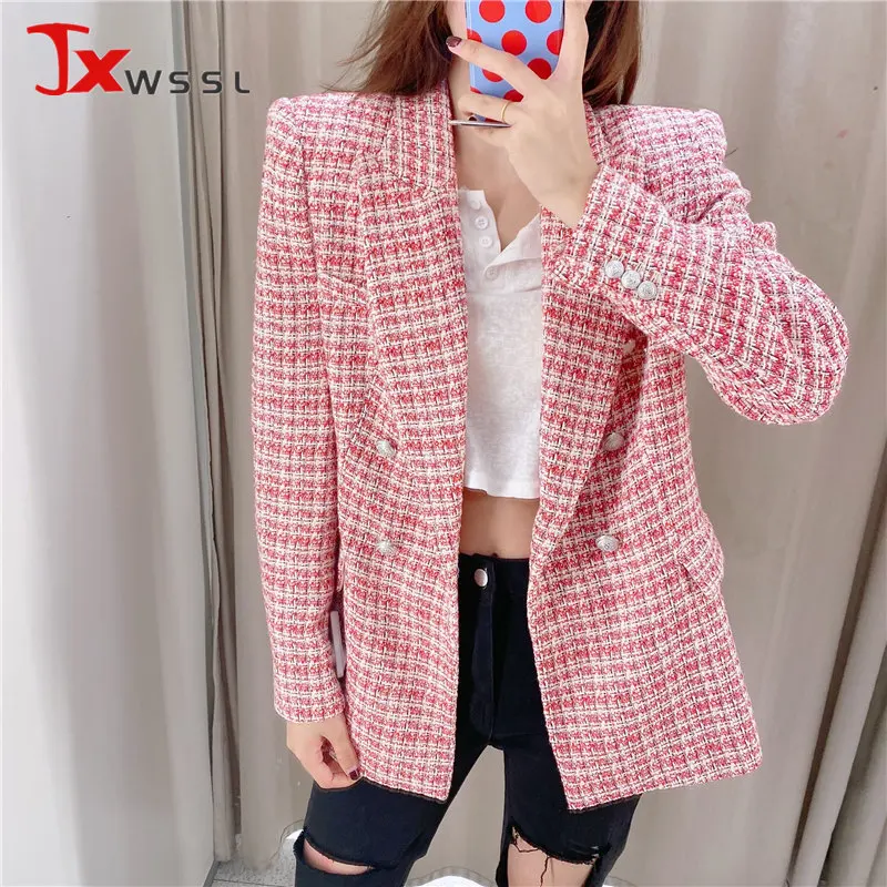 

Женский офисный Блейзер, повседневный облегающий двубортный текстурированный Блейзер средней длины с длинным рукавом, осень 2022