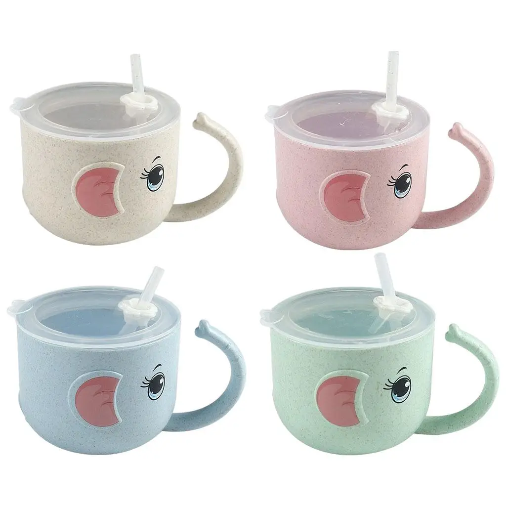 

Baby Water Cup Bottle Sippy Cups Dust-Proof Wheat Straw Durable Water Cup Bottle Baby Sippy Cups