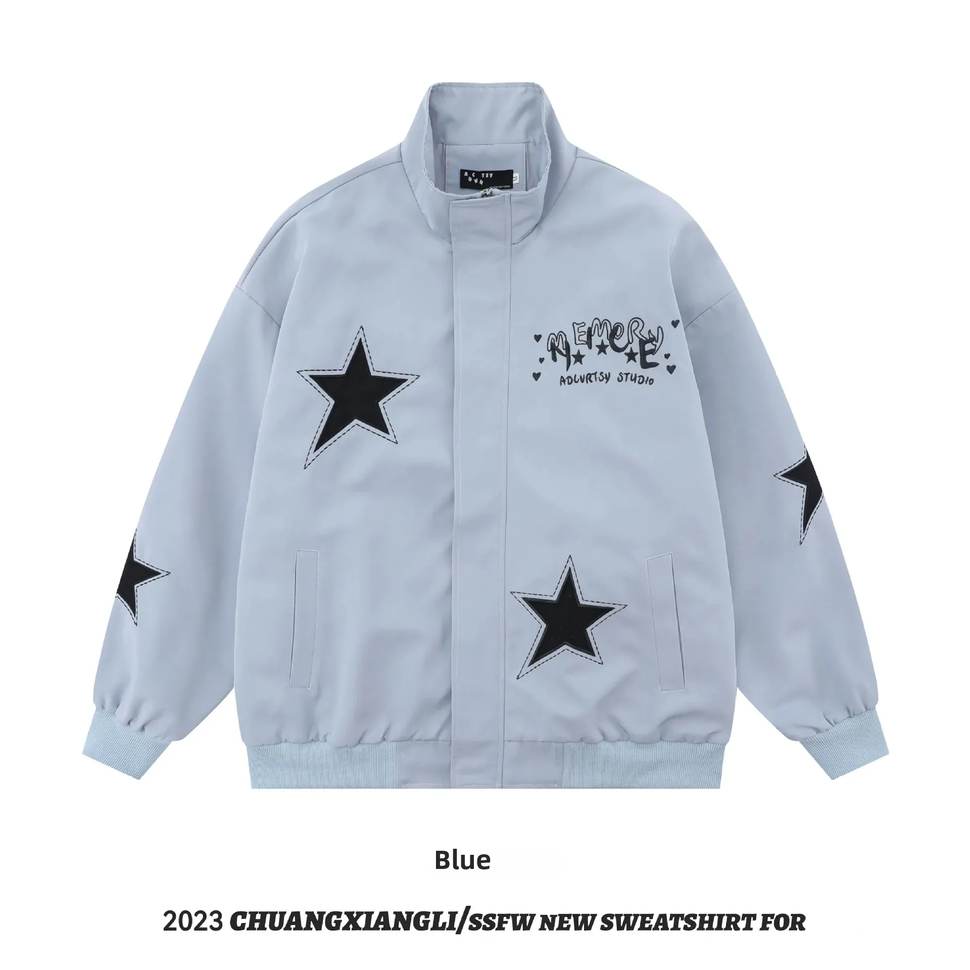 Куртка мужская с вышивкой в виде звезд винтажный пиджак свободного покроя