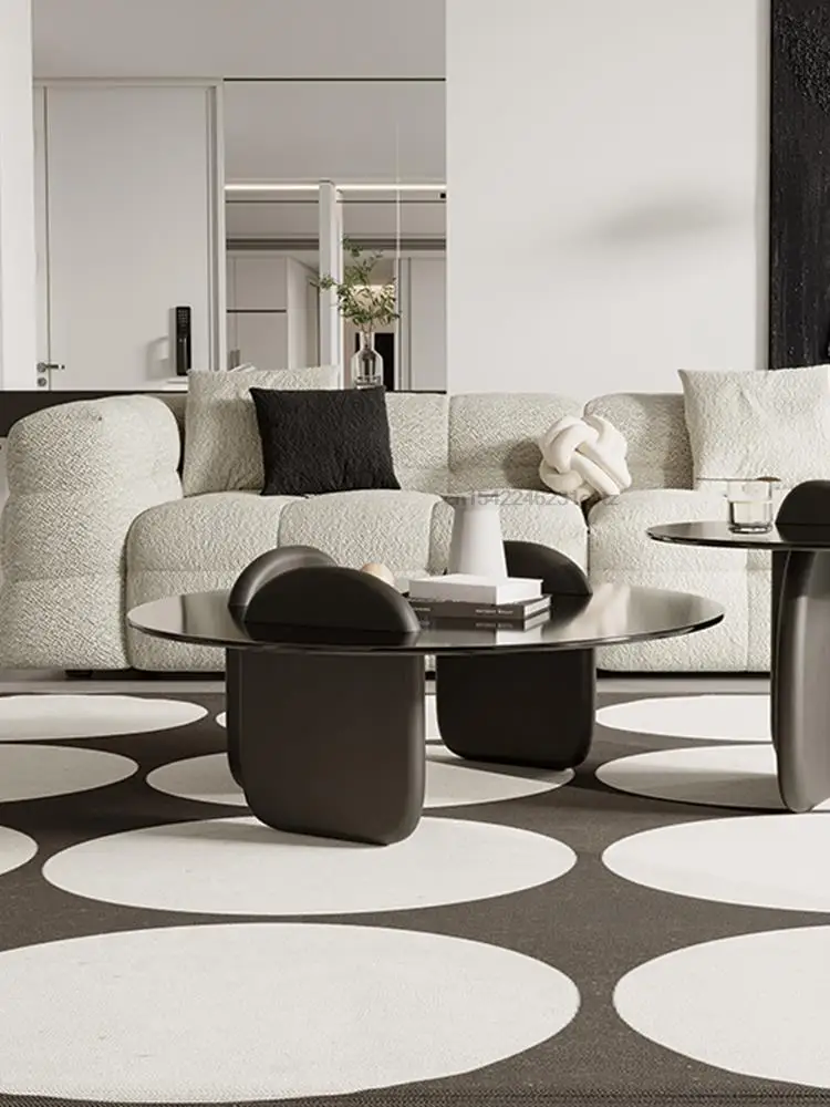 

Modern Apartment Home Furniture In Black Color Solid Wood Frame Durable With Transparent Glass Round Corners Low Coffee Table