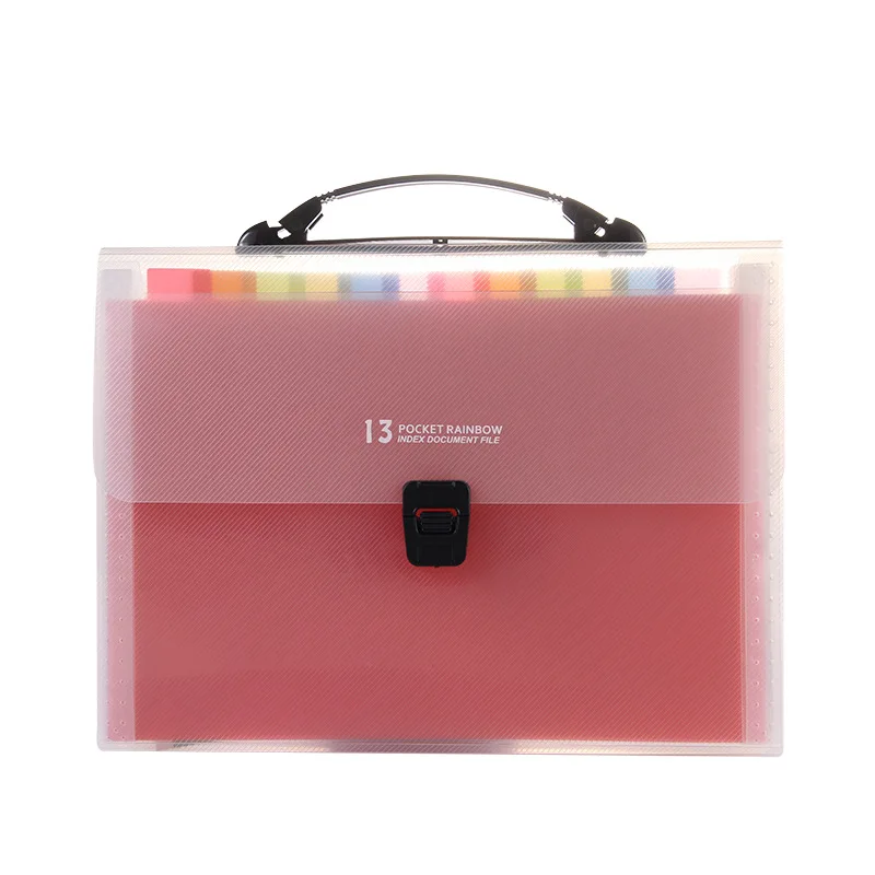 A4 Colorful Portable  Accordion Bag 13 Grid Multi-Layer Document Bag Expanding File Folder Paper Storage Info Booklet A4 Binder