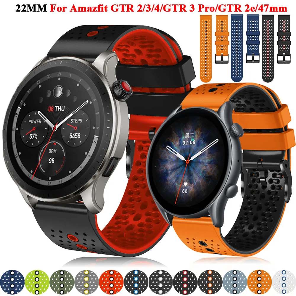 Фото Ремешок сменный для Xiaomi Amazfit GTR 4 3 2 2e, силиконовый спортивный браслет для Amazfit GTR 3 Pro 47 мм, аксессуары для часов, 22 мм №1