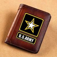 high quality genuine leather men wallets united states army badge short card holder purse luxury brand male wallet