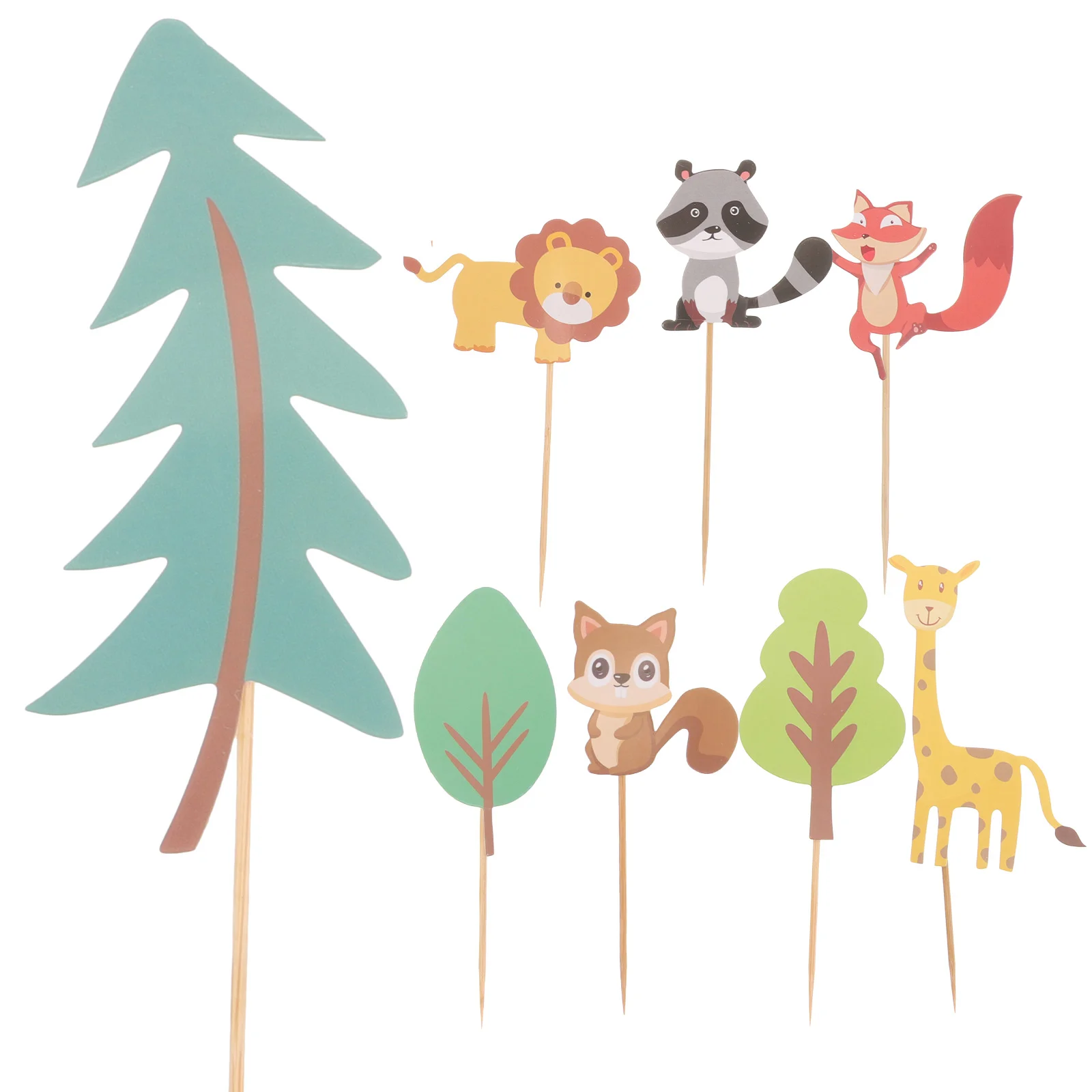 

24Pcs Animal Themed Cake Picks Decorations Trees Animals Cake Decorations Dessert Picks