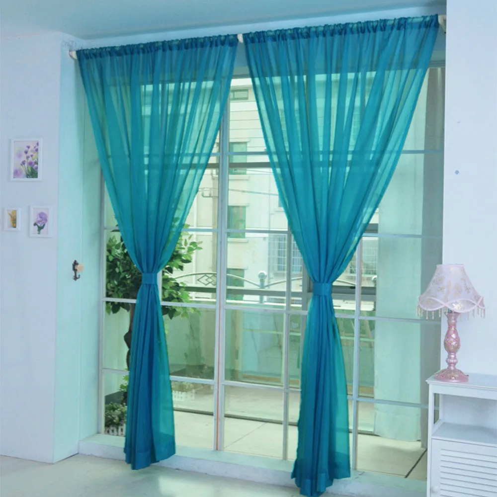 

Modern Pure color Curtain Tulle Decorative Sheer Curtains for Living Room Bedroom Kitchen Hotel home at Window Panels