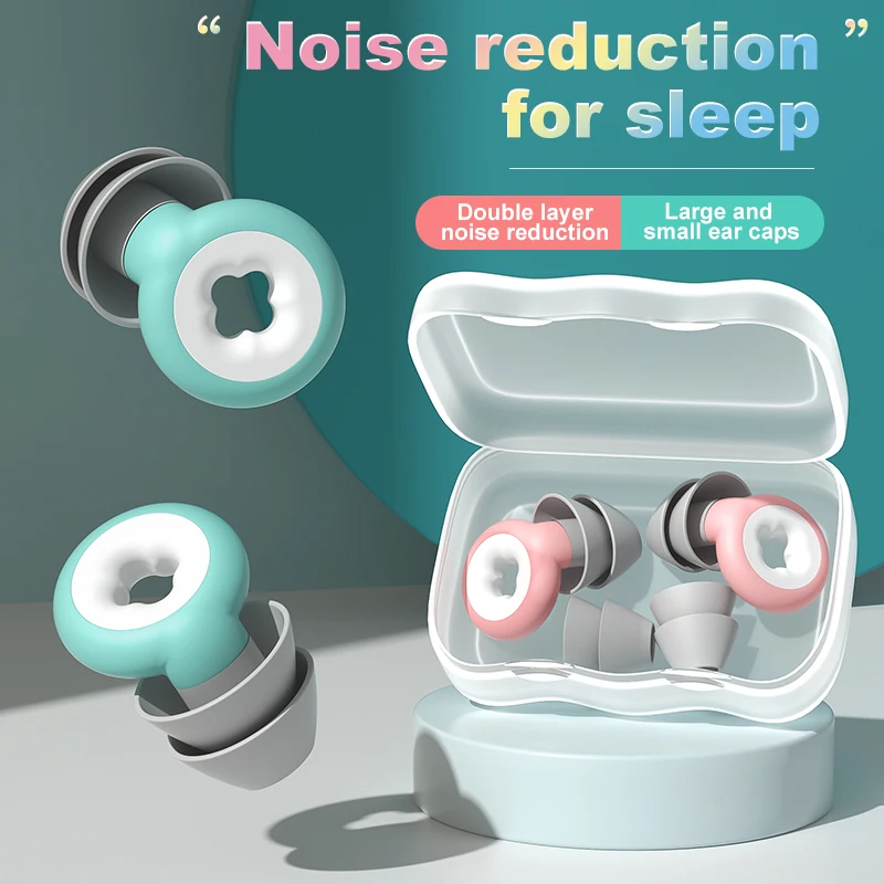 

1 Set Silicone Ear Plugs for Sleeping Ear Protector Waterproof 2 Layers Earplugs Canceling Noise Reduction Swim Pool Accessories