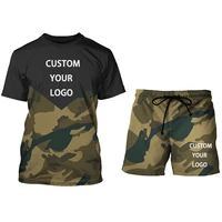 custom logo summer men tracksuit camouflage 3d printed t shirt sports shorts suit casual short sleeve short pants 2 piece set