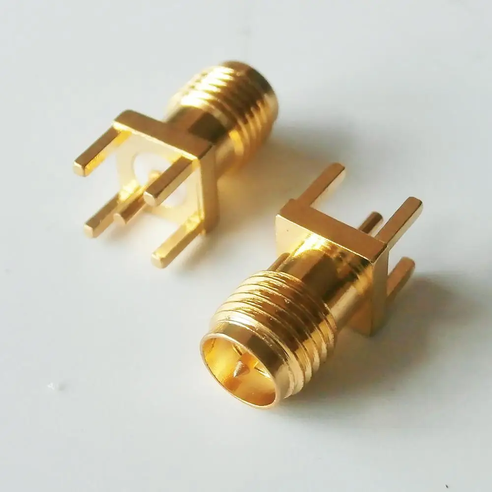 

1X Pcs RP-SMA RPSMA RP SMA Female jack Center Solder PCB clip edge mount Brass GOLD plated Straight Coaxial RF Adapters