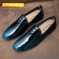 brand fashion loafers men shoes green red adult casual shoes leather walking driver shoes man comfortable lazy shoes mens