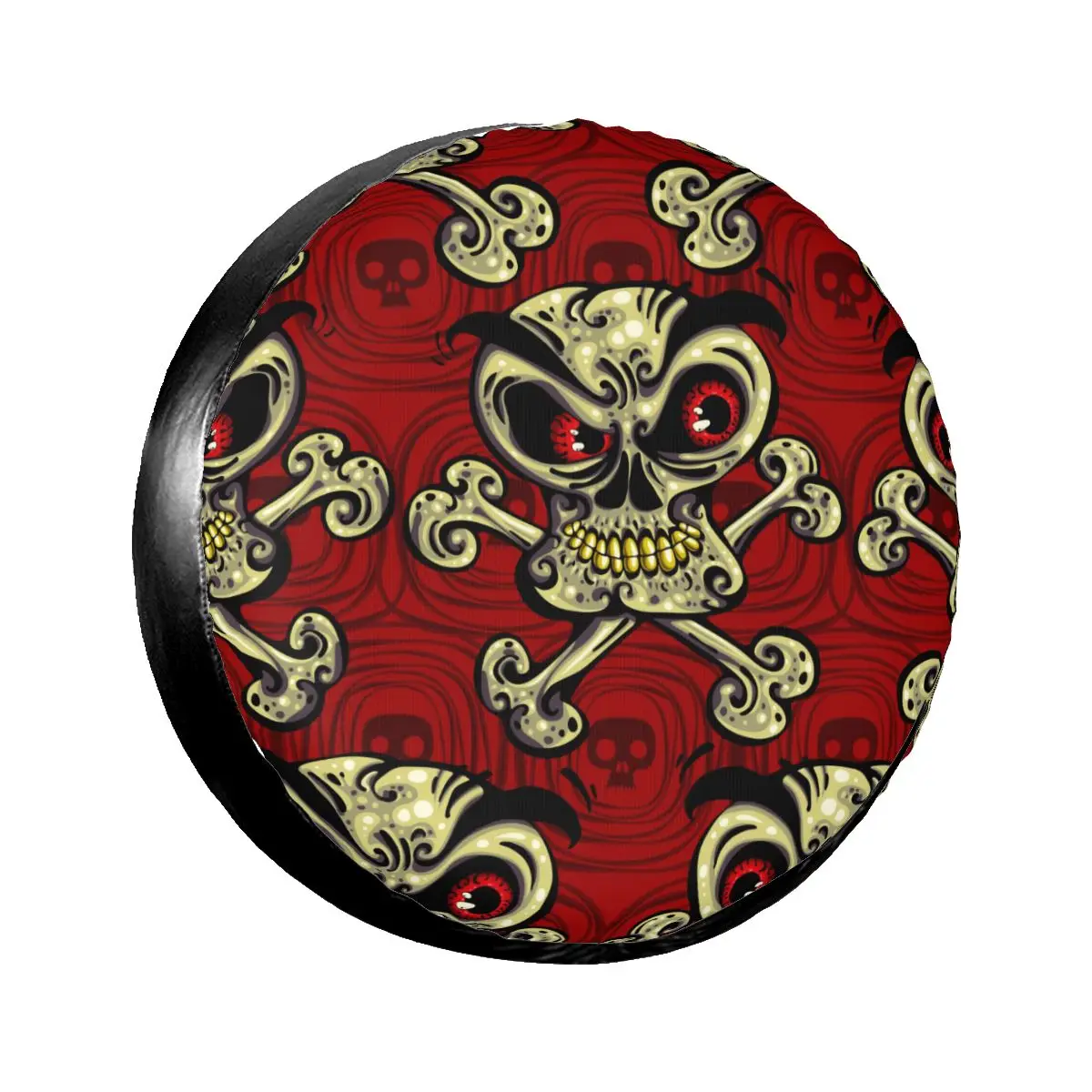 

Spare Wheel Tire Cover Case Pouch Protector Crazy Skulls With Angry Look Red Eyes Car Tyres for Jeep Hummer 14 /15/16/17 Inch