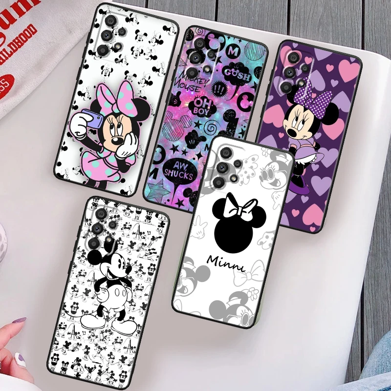 

Minnie Mickey mouse print Phone Case For Samsung Note 20 10 Ultra Plus A31 A8 A14 j6 A12 A5 A70 A7 A34 A20 A04 A24 5G Black