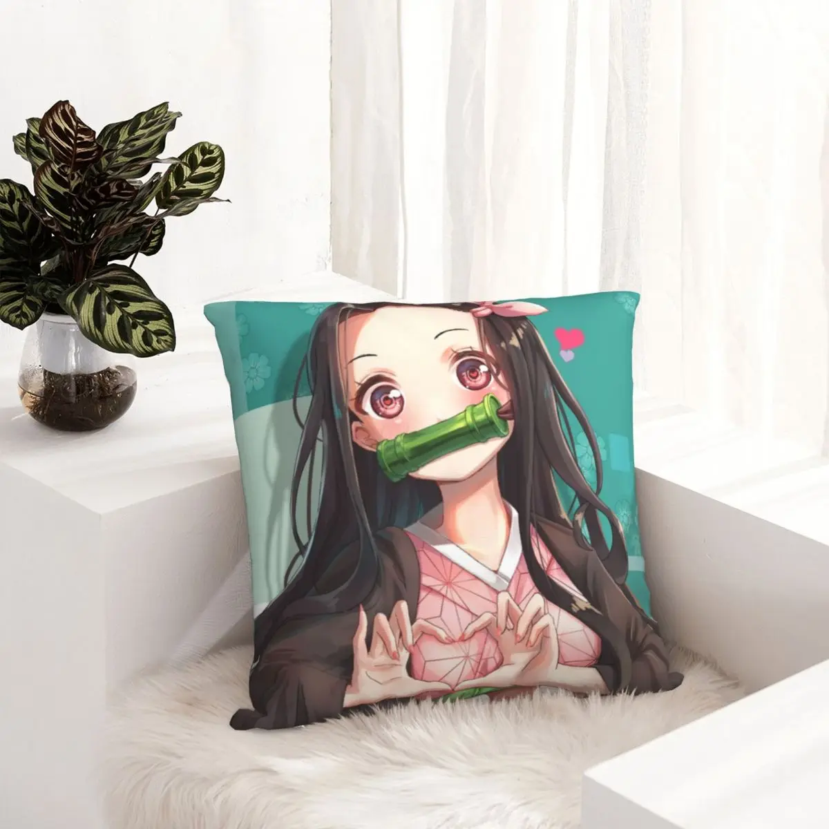 Чехол для подушки рассекающий демонов Nezuko Kamado чехол дивана Kimetsu no Yaiba на молнии