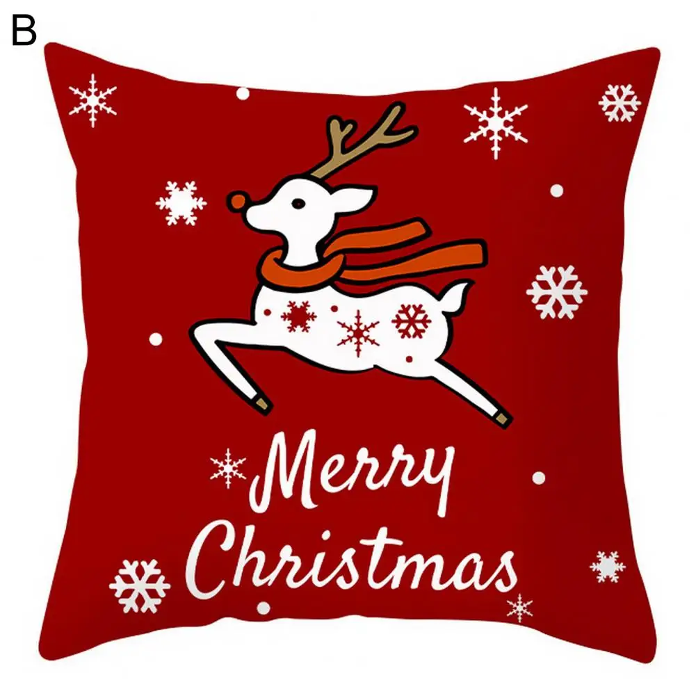 

Christmas-themed Pillowcase Festive Winter Pillow Covers Santa Claus Snowflake Elk Print Farmhouse Christmas Decorative Cushion