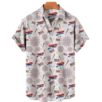 2022 european and american trend shirts for men summer street short single button hawaiian shirt harajuku stitching lapel shirt