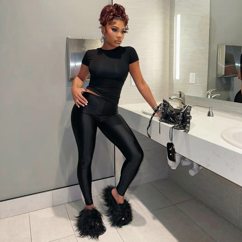 Укороченный топ узкие брюки комплекты из 2 предметов женская сексуальная осенняя