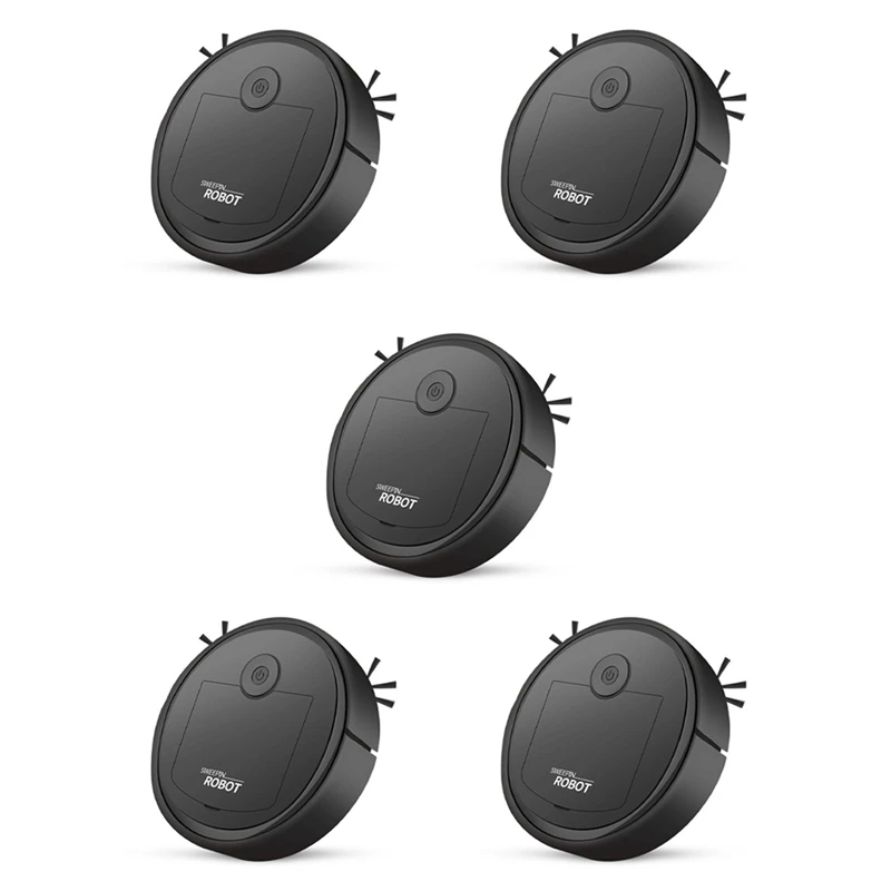 

5X Robotic Vacuum Intelligent Low Noise Floor Sweeper Dust Catcher Carpet Cleaner ,Black