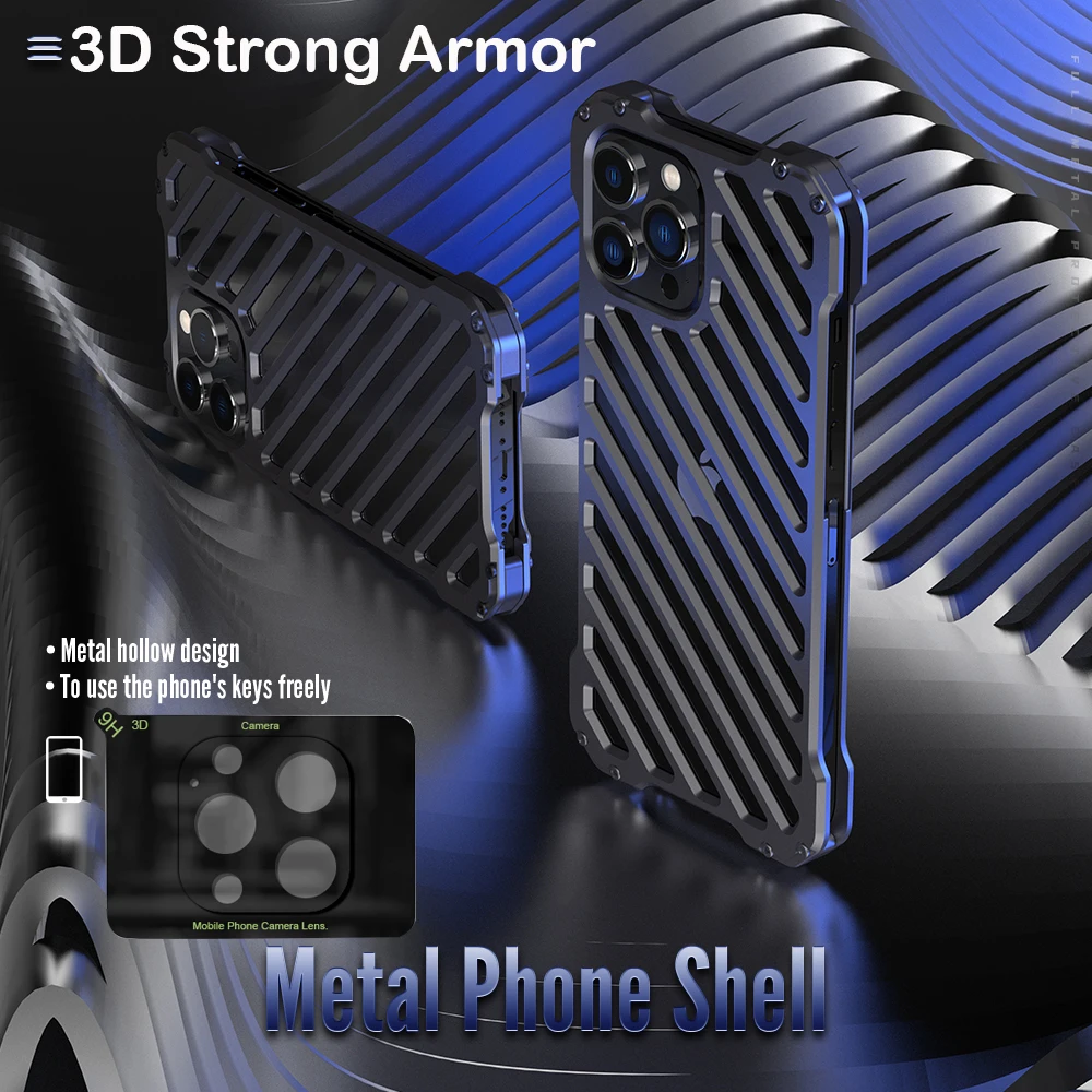

Shockproof Armor Metal Phone Case For iPhone 13 Pro MAX 13 Mini 12 Aluminium Bumper 3D Strong Camera Lens Protective Frame Cover