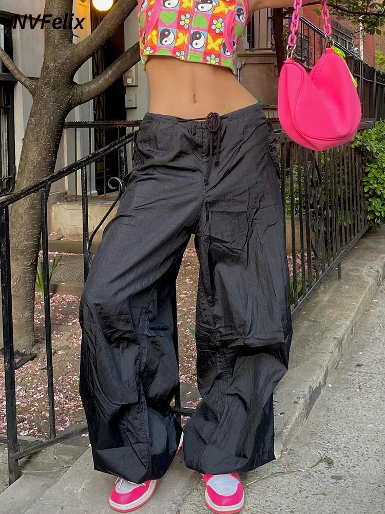 

Casual Cargo Pants Baggy Jeans Women Vintage Fashion 90s Streetwear Pockets Wide Leg High Waist Straight Y2k Trousers Overalls